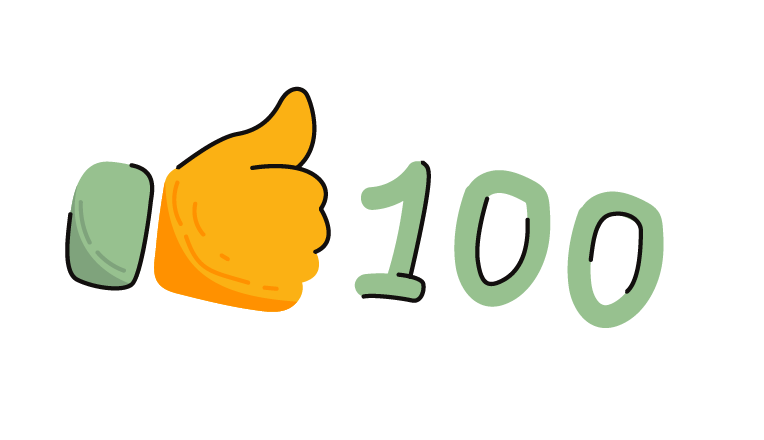 A yellow thumbs-up emoji next to the number 100